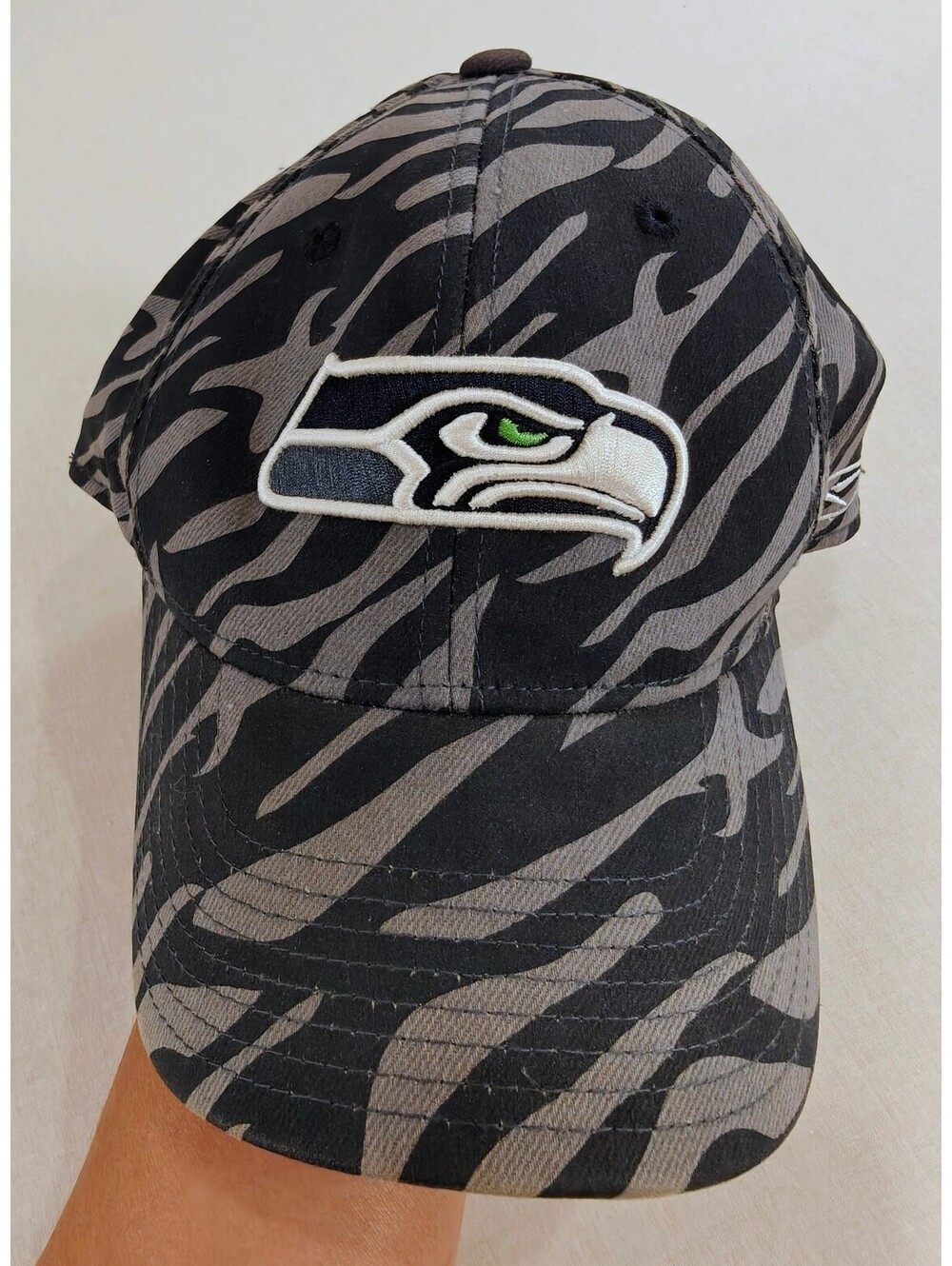 Seattle Seahawks Black and Gray Zebra Print Baseball Cap